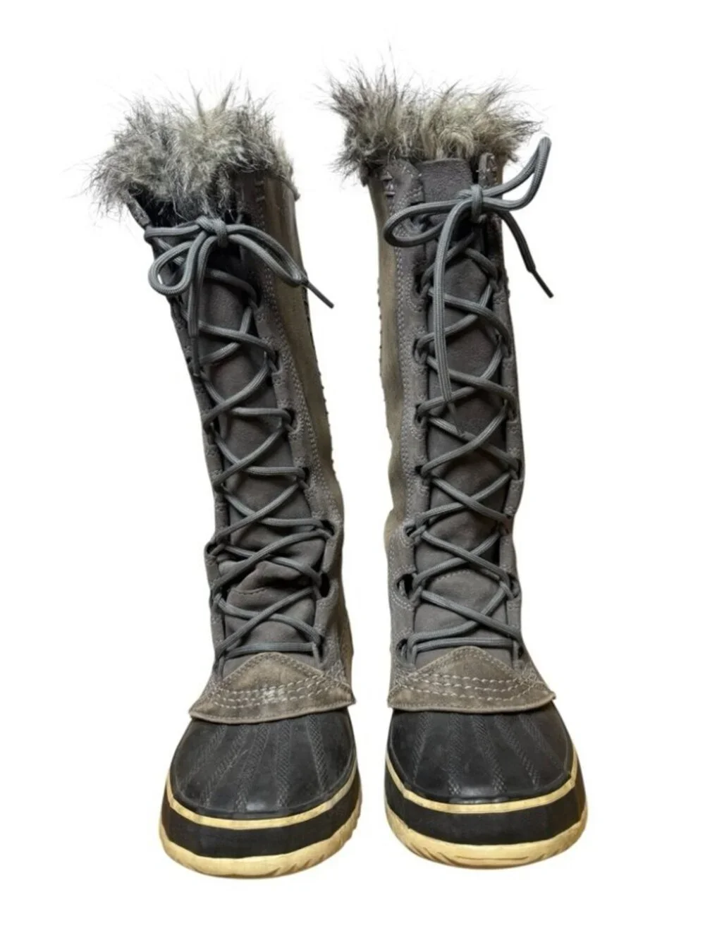 Sorel Cate The Great Tall Waterproof Leather Winter Snow Boots Wmn’s Size 6 Grey